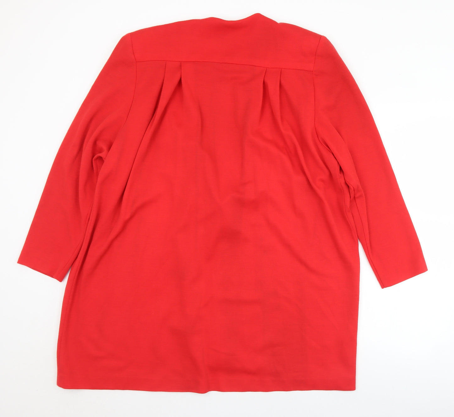 Preworn Womens Red Collared  Polyester Cardigan Jumper Size 14