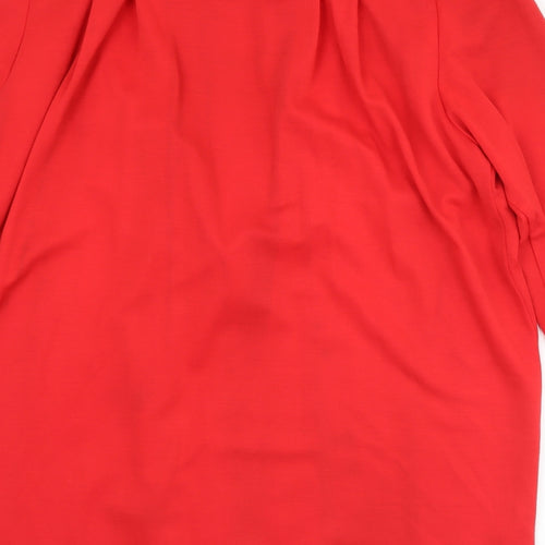 Preworn Womens Red Collared  Polyester Cardigan Jumper Size 14