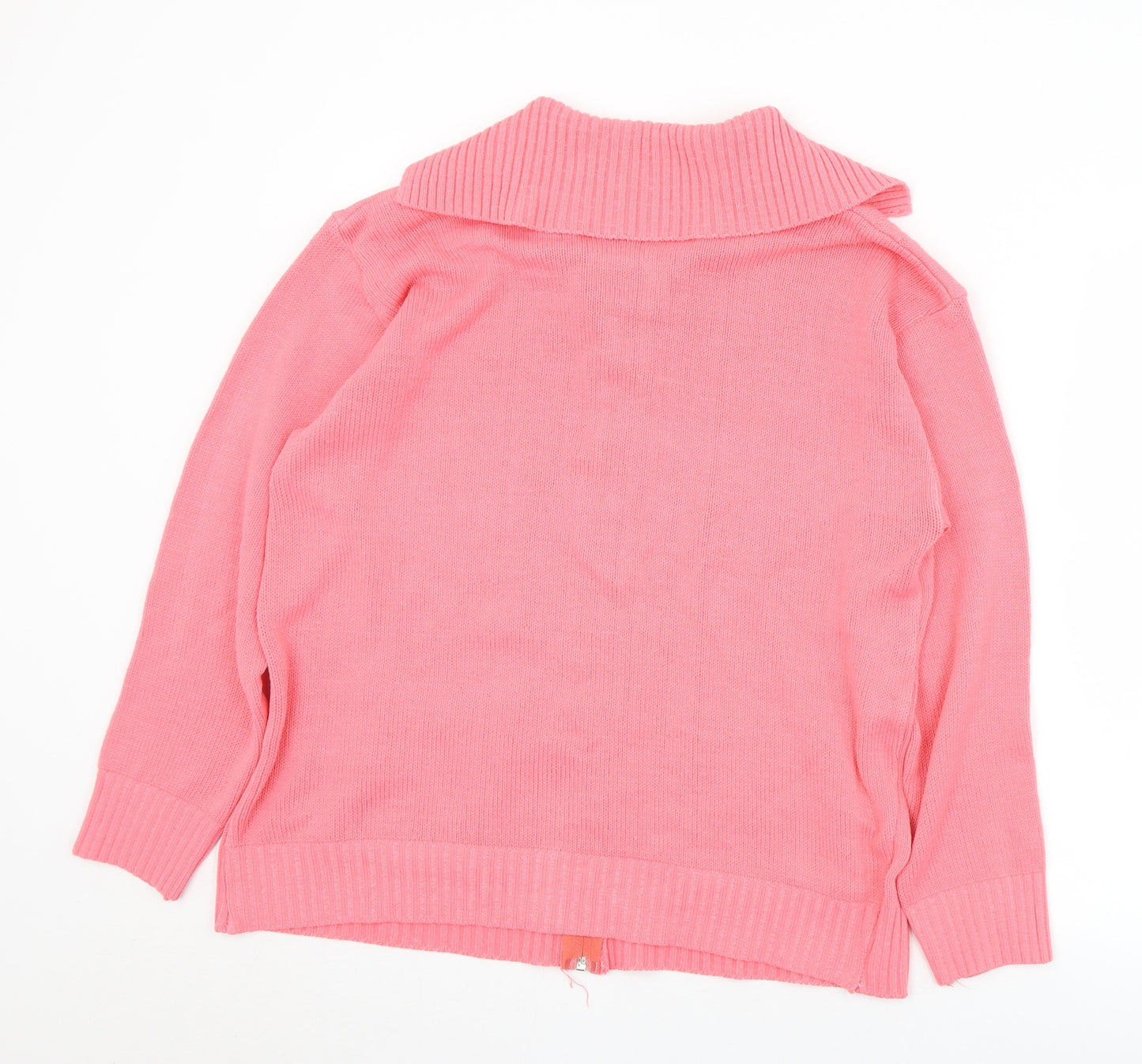 Pure & Natural Womens Pink Collared  Acrylic Full Zip Jumper Size L