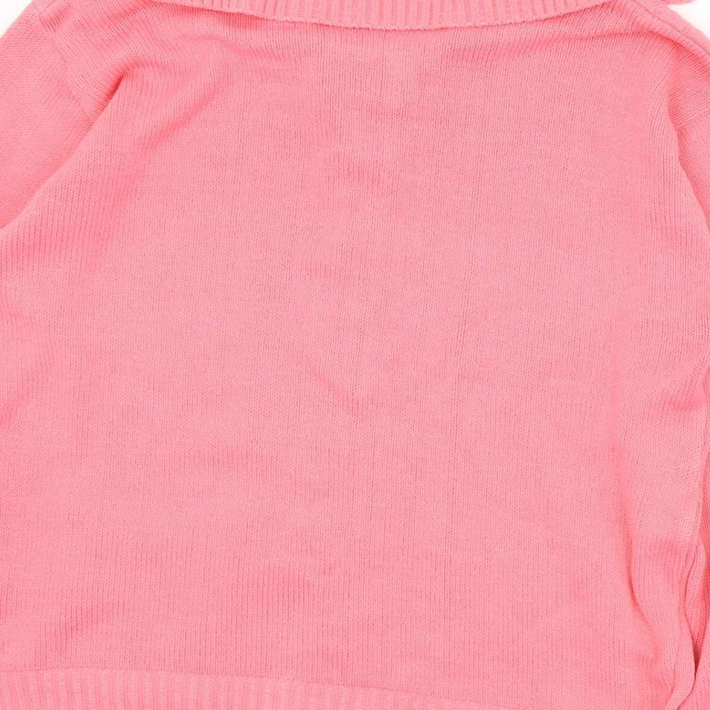 Pure & Natural Womens Pink Collared  Acrylic Full Zip Jumper Size L