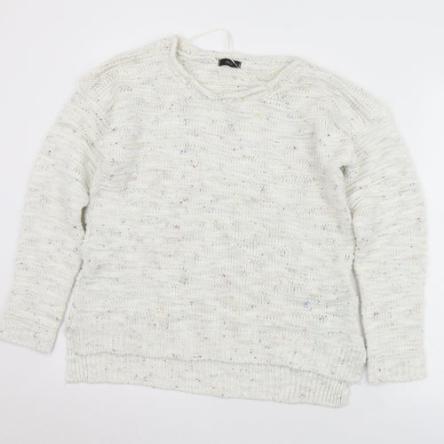 M&Co Womens Ivory Round Neck  Acrylic Pullover Jumper Size L