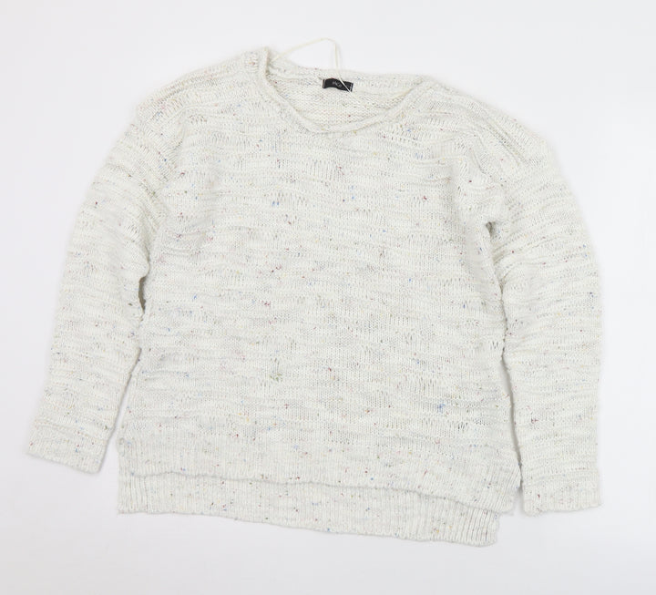 M&Co Womens Ivory Round Neck Acrylic Pullover Jumper Size L