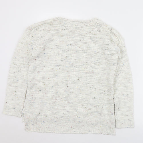 M&Co Womens Ivory Round Neck  Acrylic Pullover Jumper Size L