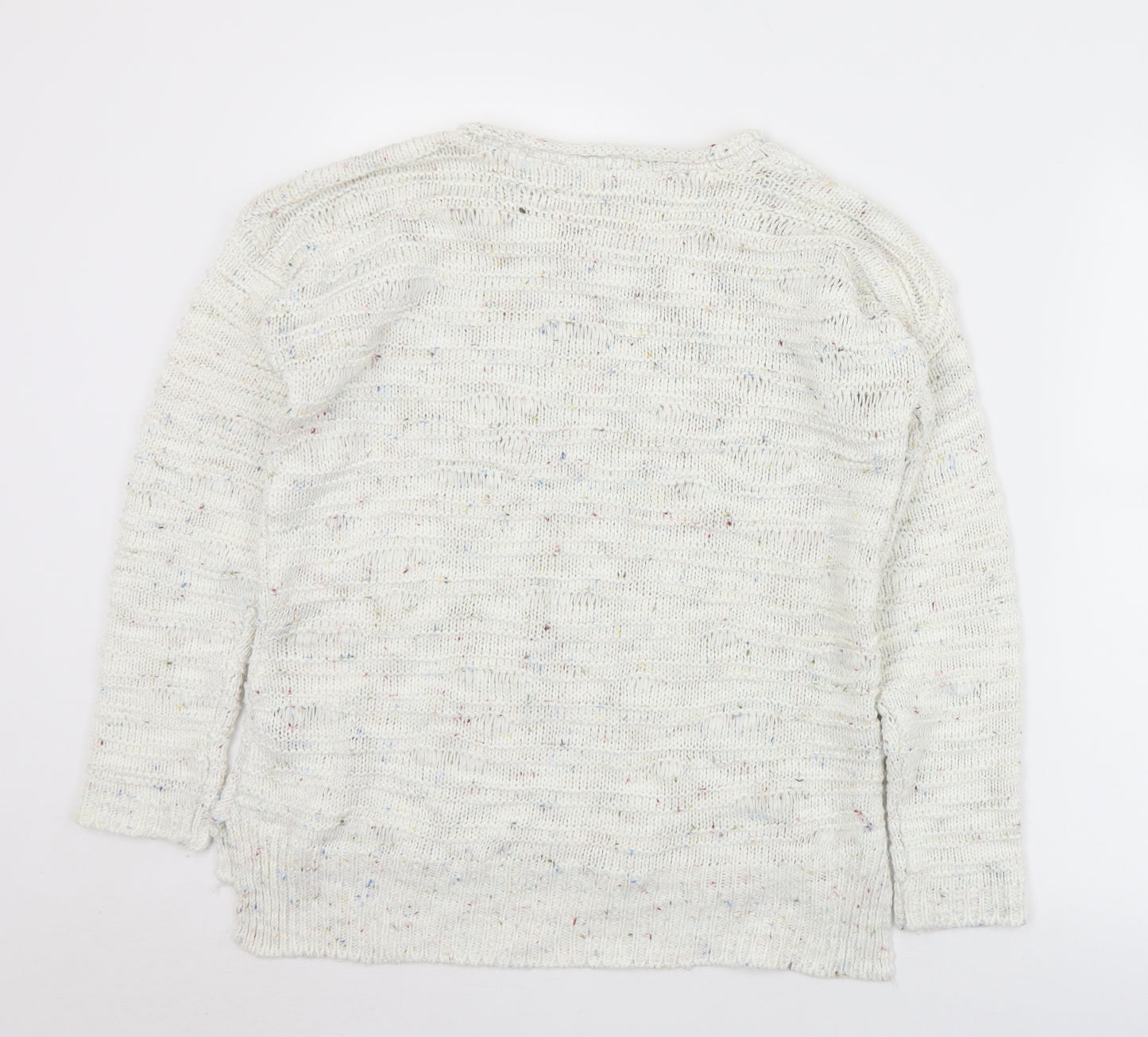 M&Co Womens Ivory Round Neck  Acrylic Pullover Jumper Size L