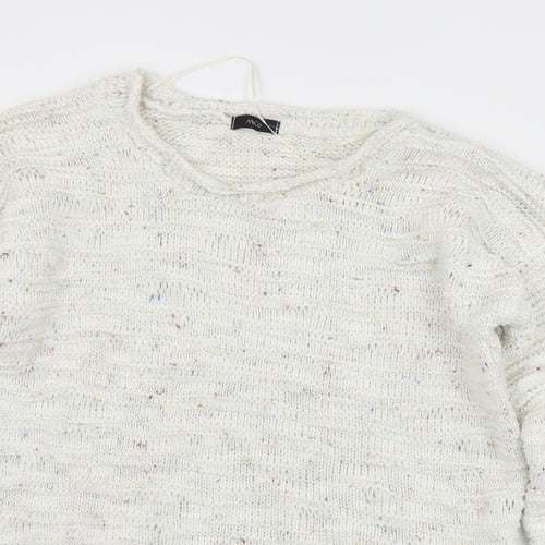 M&Co Womens Ivory Round Neck  Acrylic Pullover Jumper Size L