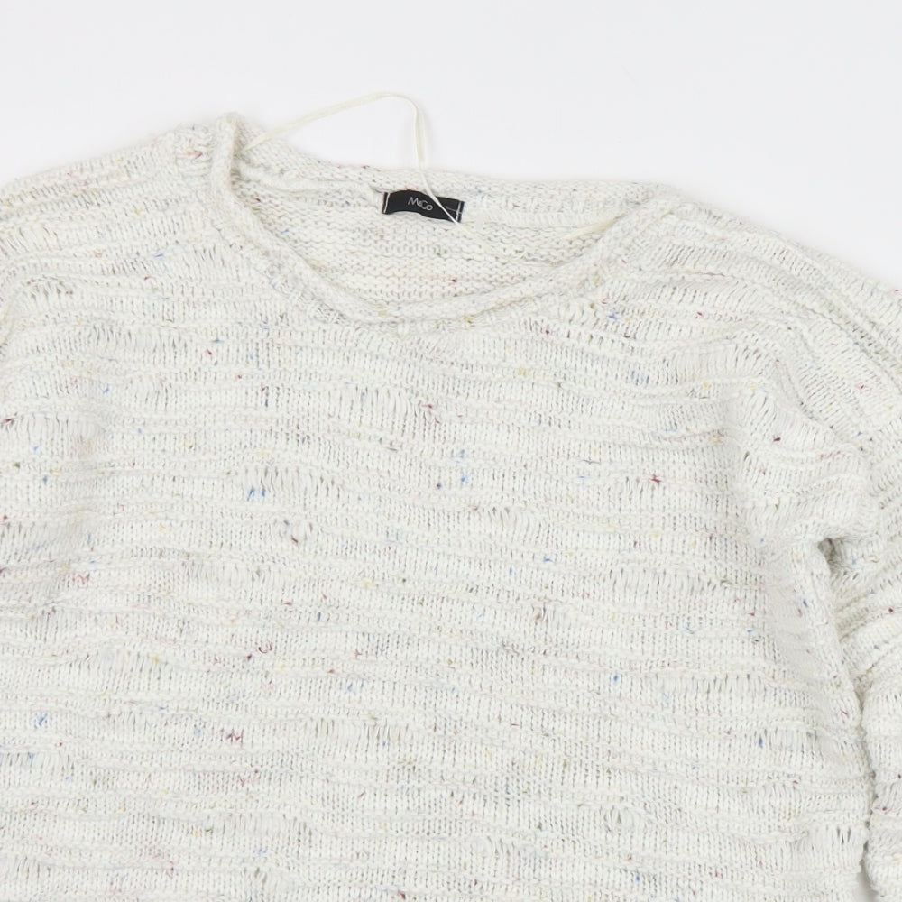 M&Co Womens Ivory Round Neck  Acrylic Pullover Jumper Size L