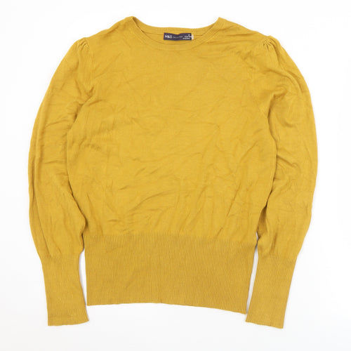 Marks and Spencer Womens Gold Round Neck  Viscose Pullover Jumper Size 12