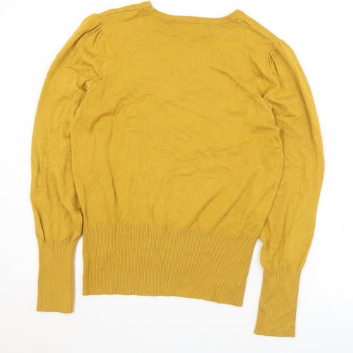 Marks and Spencer Womens Gold Round Neck  Viscose Pullover Jumper Size 12