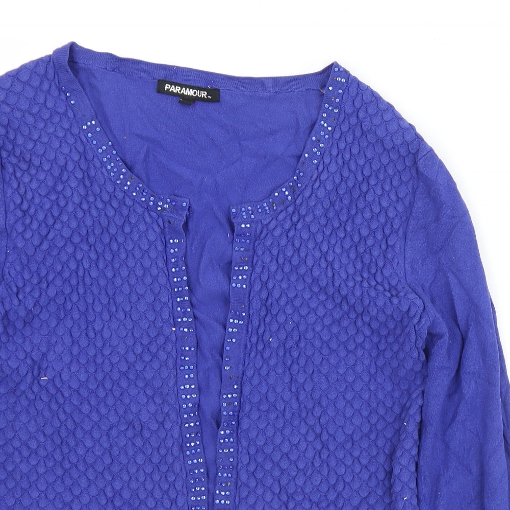 Paramour Womens Black Round Neck  Viscose Cardigan Jumper Size L