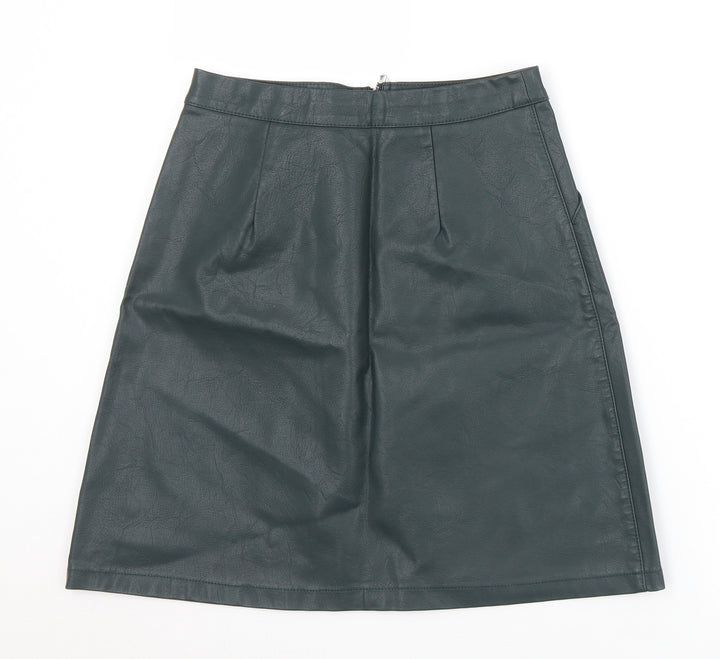 A&G Womens Green Viscose A-Line Skirt Size XS Zip