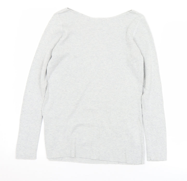 Gap Womens Grey Boat Neck Acrylic Pullover Jumper Size XS