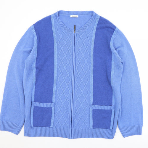 Damart Mens Blue Round Neck  Acrylic Full Zip Jumper Size XL