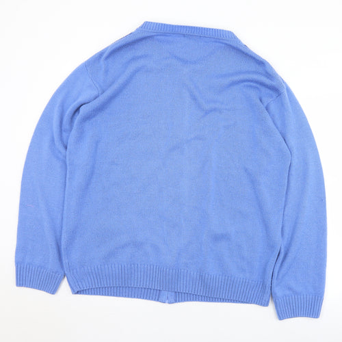 Damart Mens Blue Round Neck  Acrylic Full Zip Jumper Size XL