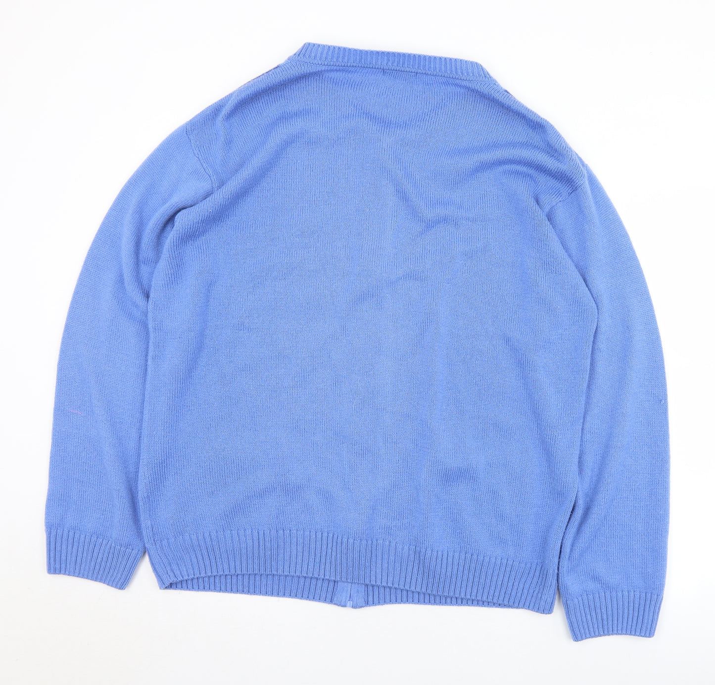 Damart Mens Blue Round Neck  Acrylic Full Zip Jumper Size XL