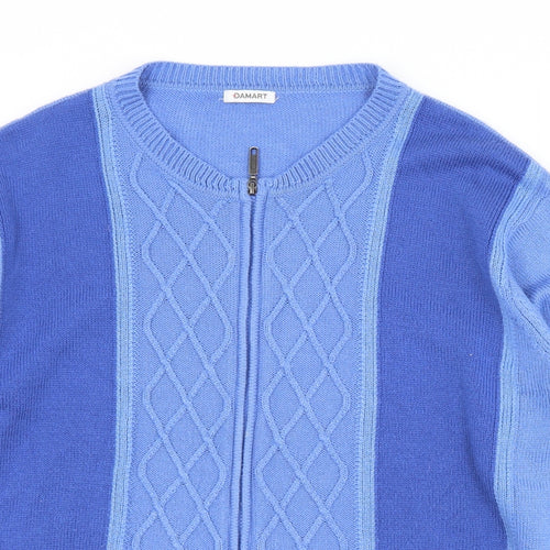 Damart Mens Blue Round Neck  Acrylic Full Zip Jumper Size XL