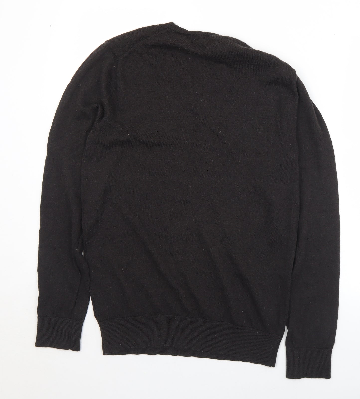 Linea Mens Brown Crew Neck  Wool Pullover Jumper Size S
