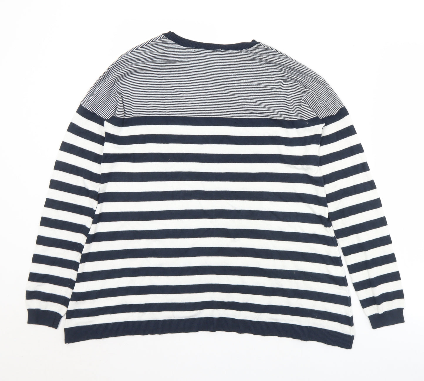 Atmosphere Womens Blue Crew Neck Striped Viscose Pullover Jumper Size 12