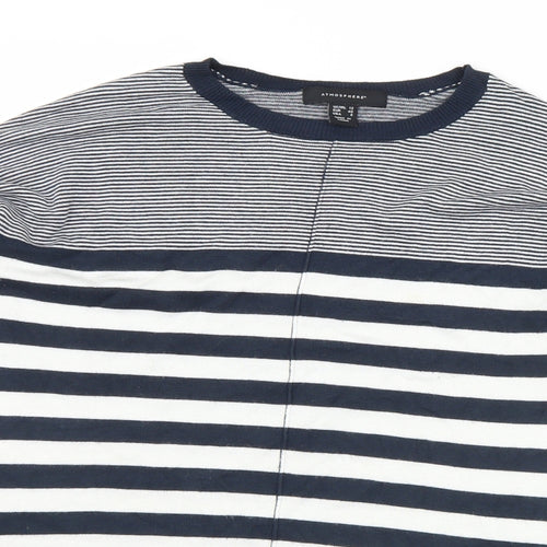 Atmosphere Womens Blue Crew Neck Striped Viscose Pullover Jumper Size 12
