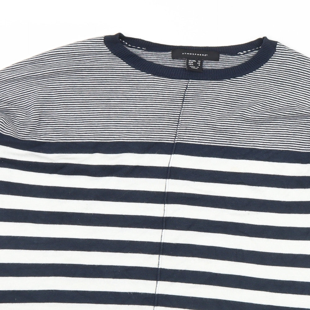 Atmosphere Womens Blue Crew Neck Striped Viscose Pullover Jumper Size 12