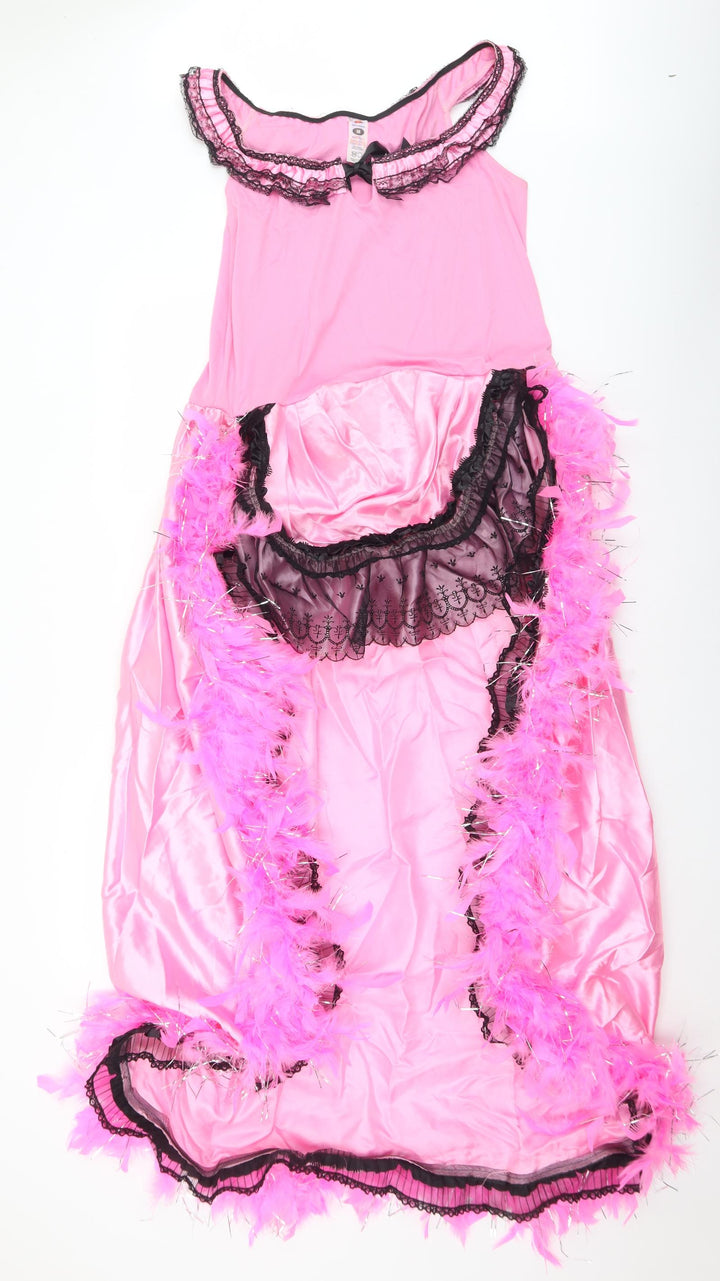 Smiffys Womens Pink Polyester Wrap Dress Size M Round Neck - Fancy Dress
