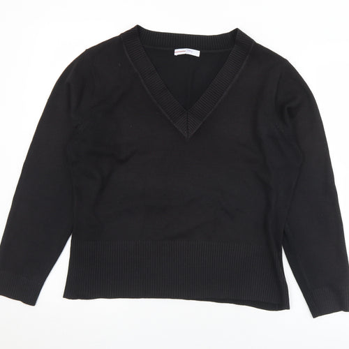 Papaya Womens Black V-Neck  Acrylic Pullover Jumper Size 22