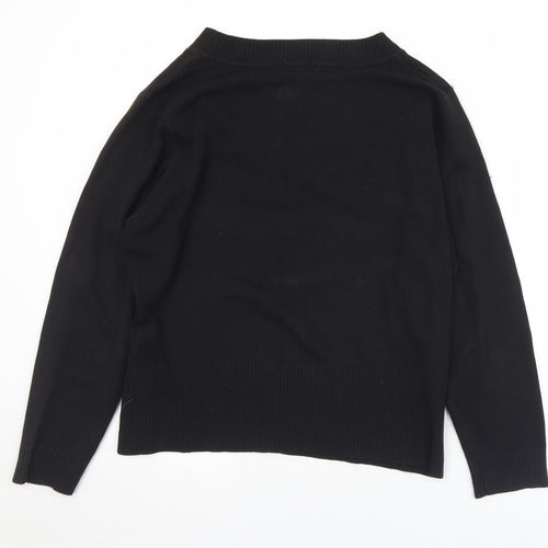 Papaya Womens Black V-Neck  Acrylic Pullover Jumper Size 22
