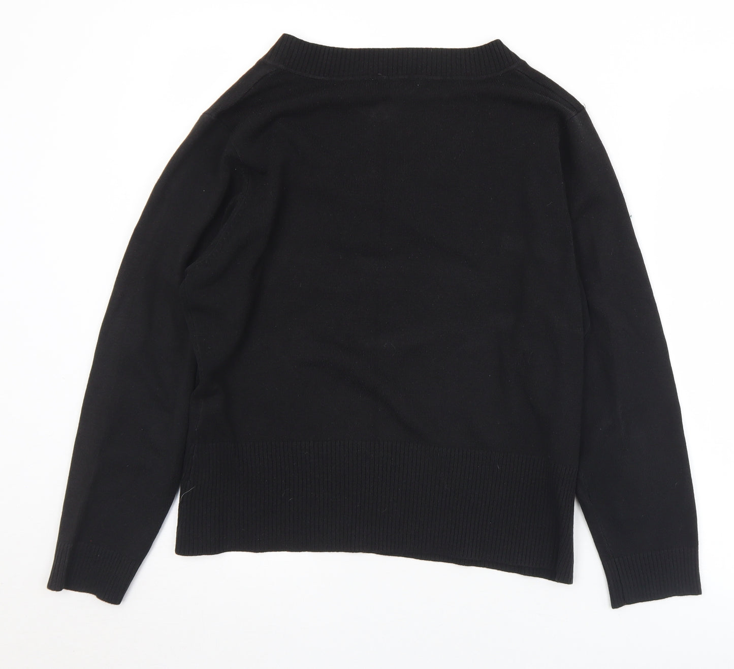 Papaya Womens Black V-Neck  Acrylic Pullover Jumper Size 22