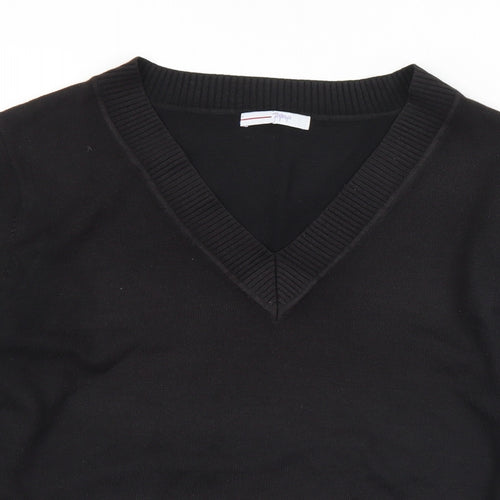 Papaya Womens Black V-Neck  Acrylic Pullover Jumper Size 22
