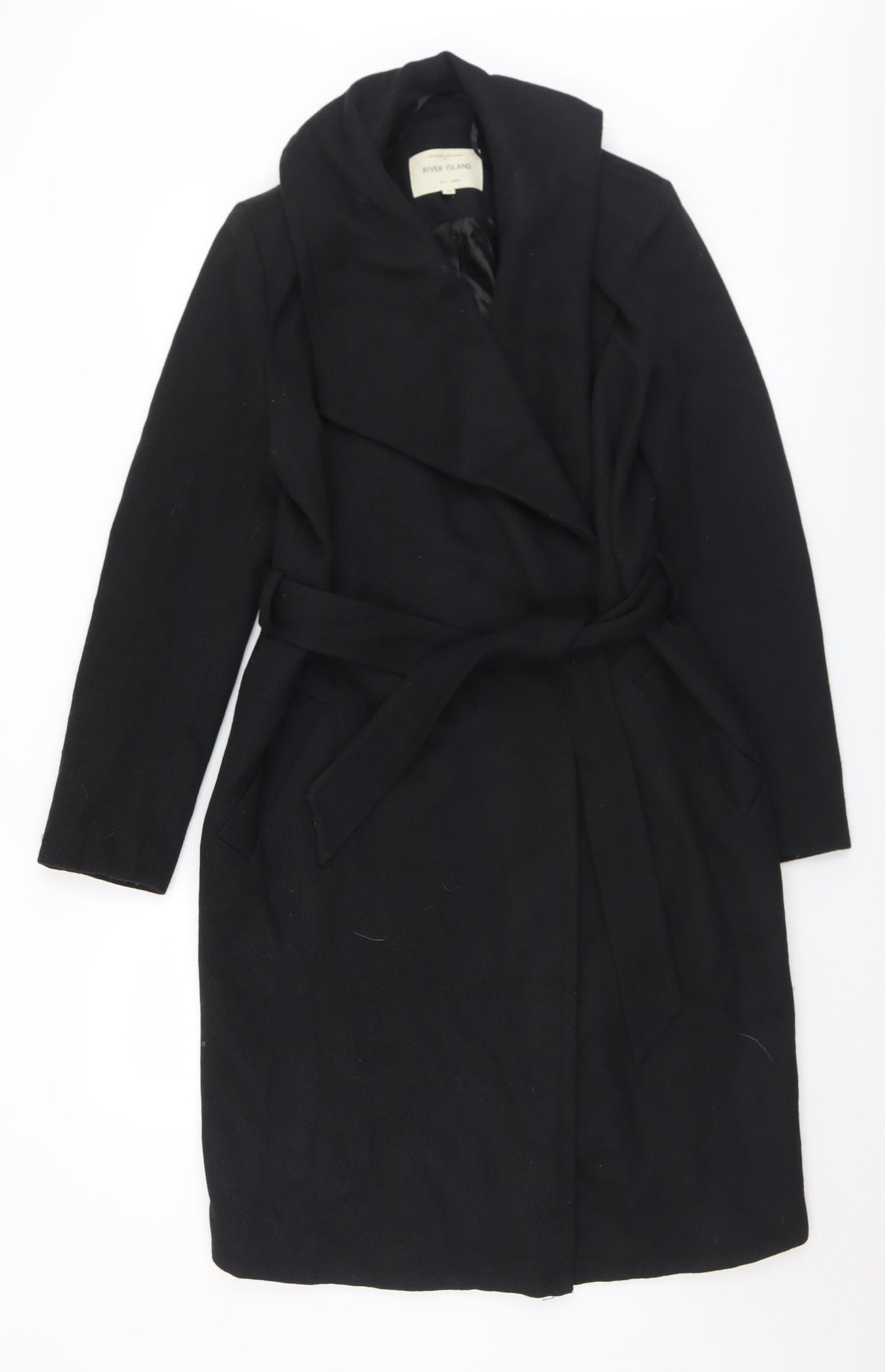 River Island Womens Black   Pea Coat Coat Size 10  Tie