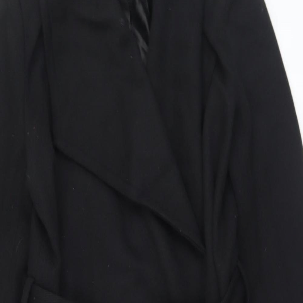 River Island Womens Black   Pea Coat Coat Size 10  Tie