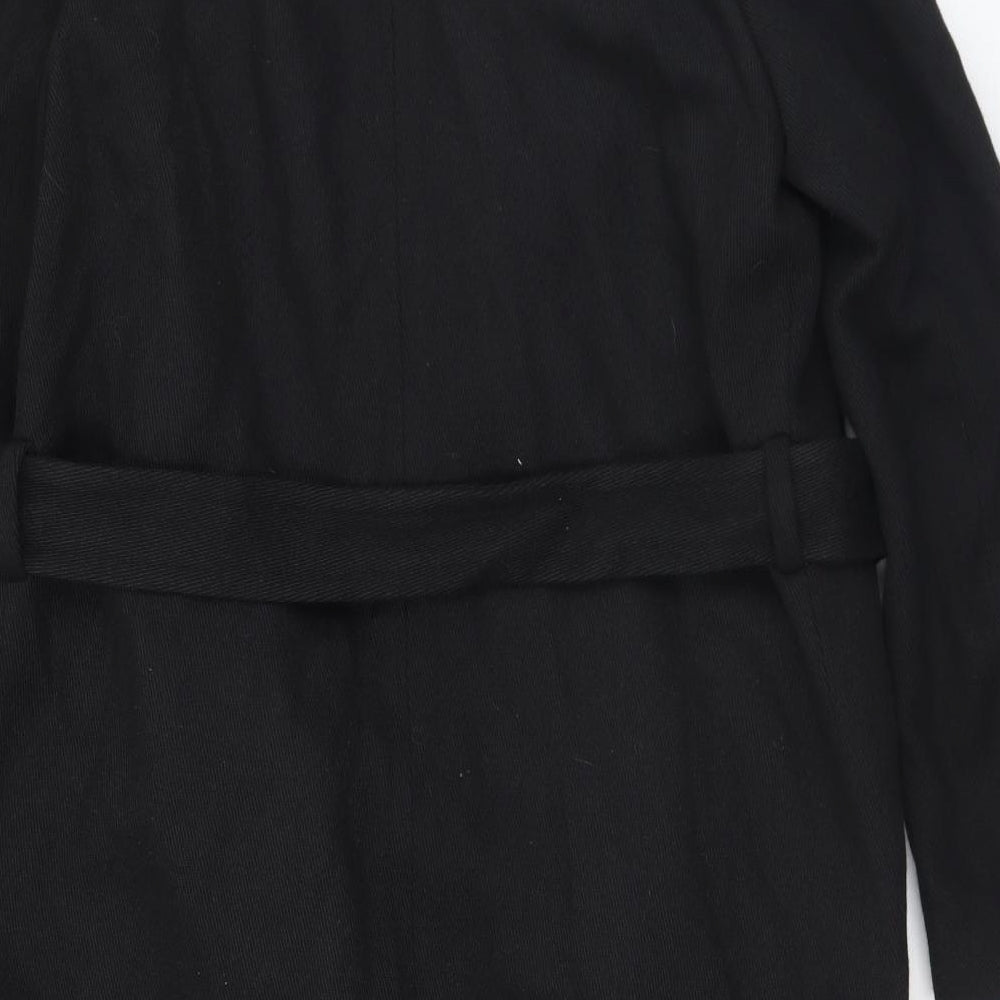 River Island Womens Black   Pea Coat Coat Size 10  Tie