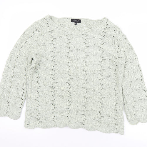 Matalan Womens Green Round Neck  Acrylic Pullover Jumper Size 14