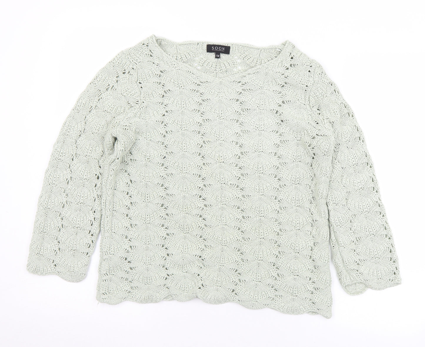 Matalan Womens Green Round Neck  Acrylic Pullover Jumper Size 14