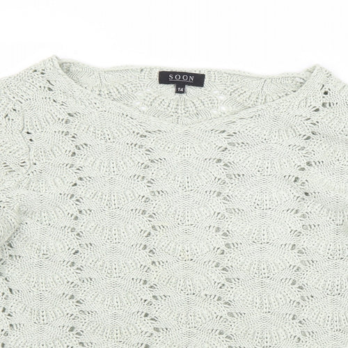 Matalan Womens Green Round Neck  Acrylic Pullover Jumper Size 14