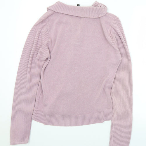Ellie Louise Womens Purple Collared  Acrylic Full Zip Jumper Size S