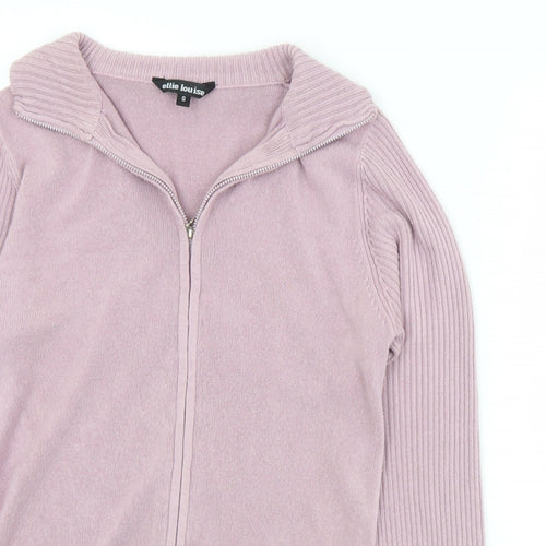 Ellie Louise Womens Purple Collared  Acrylic Full Zip Jumper Size S