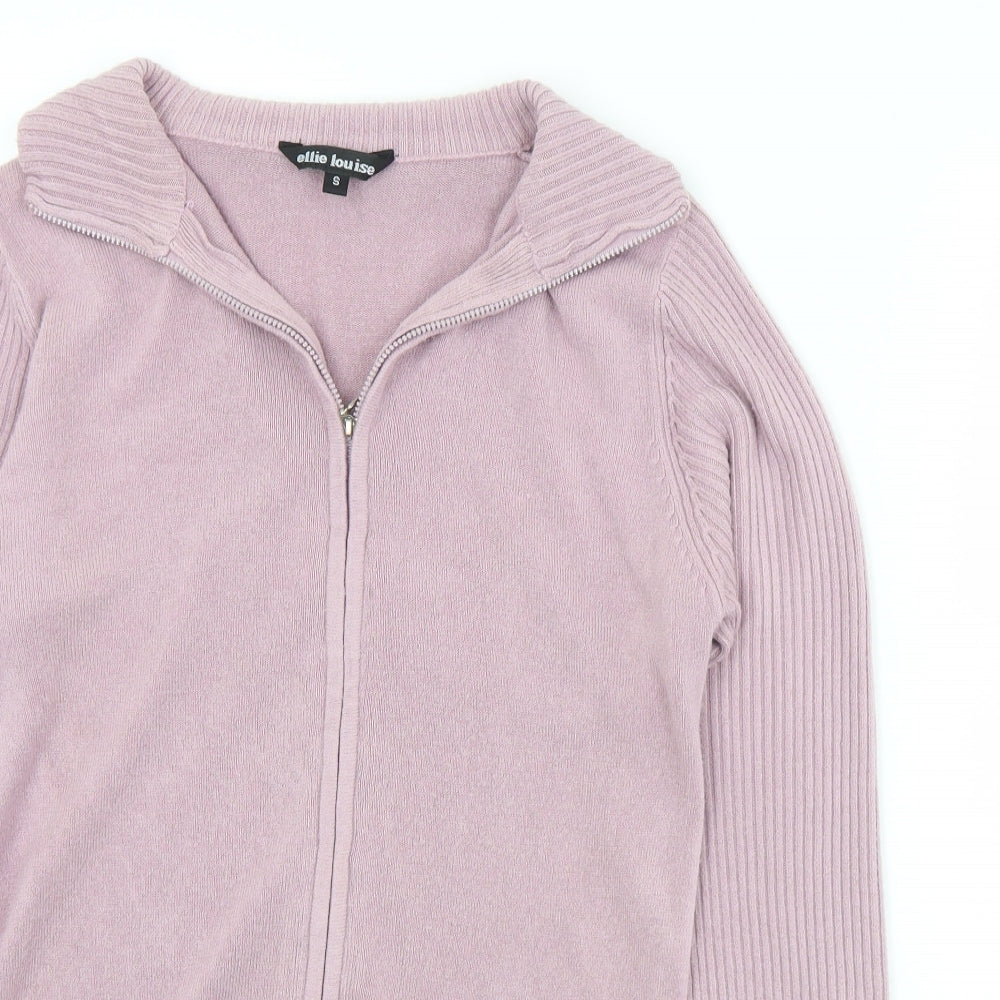 Ellie Louise Womens Purple Collared  Acrylic Full Zip Jumper Size S