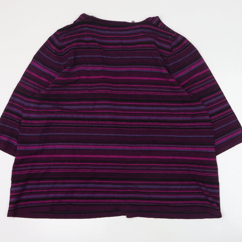 Essense Womens Purple V-Neck Striped Viscose Pullover Jumper Size 30