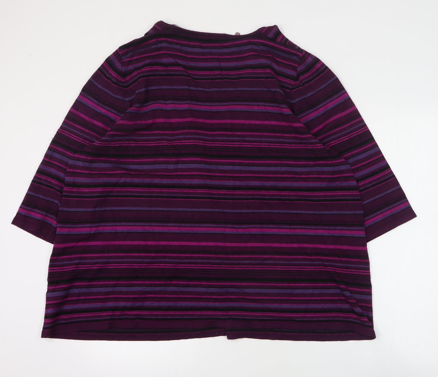 Essense Womens Purple V-Neck Striped Viscose Pullover Jumper Size 30