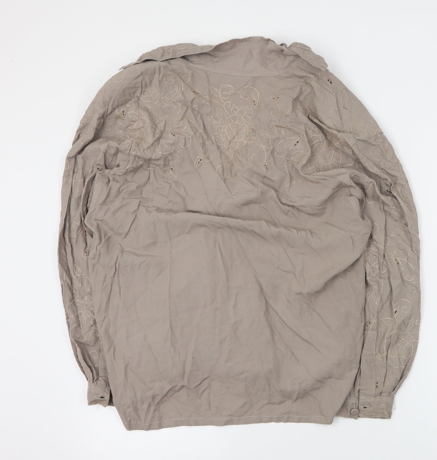 Together Womens Brown  Viscose Basic Blouse Size 12 V-Neck