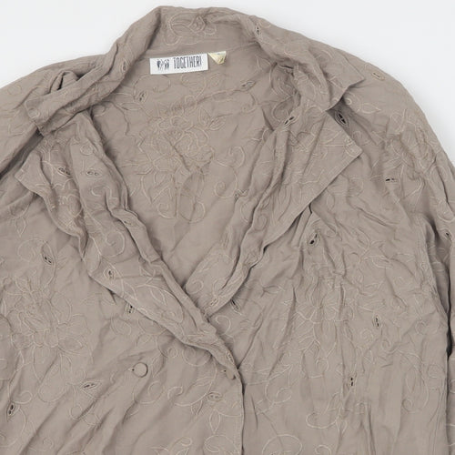 Together Womens Brown  Viscose Basic Blouse Size 12 V-Neck
