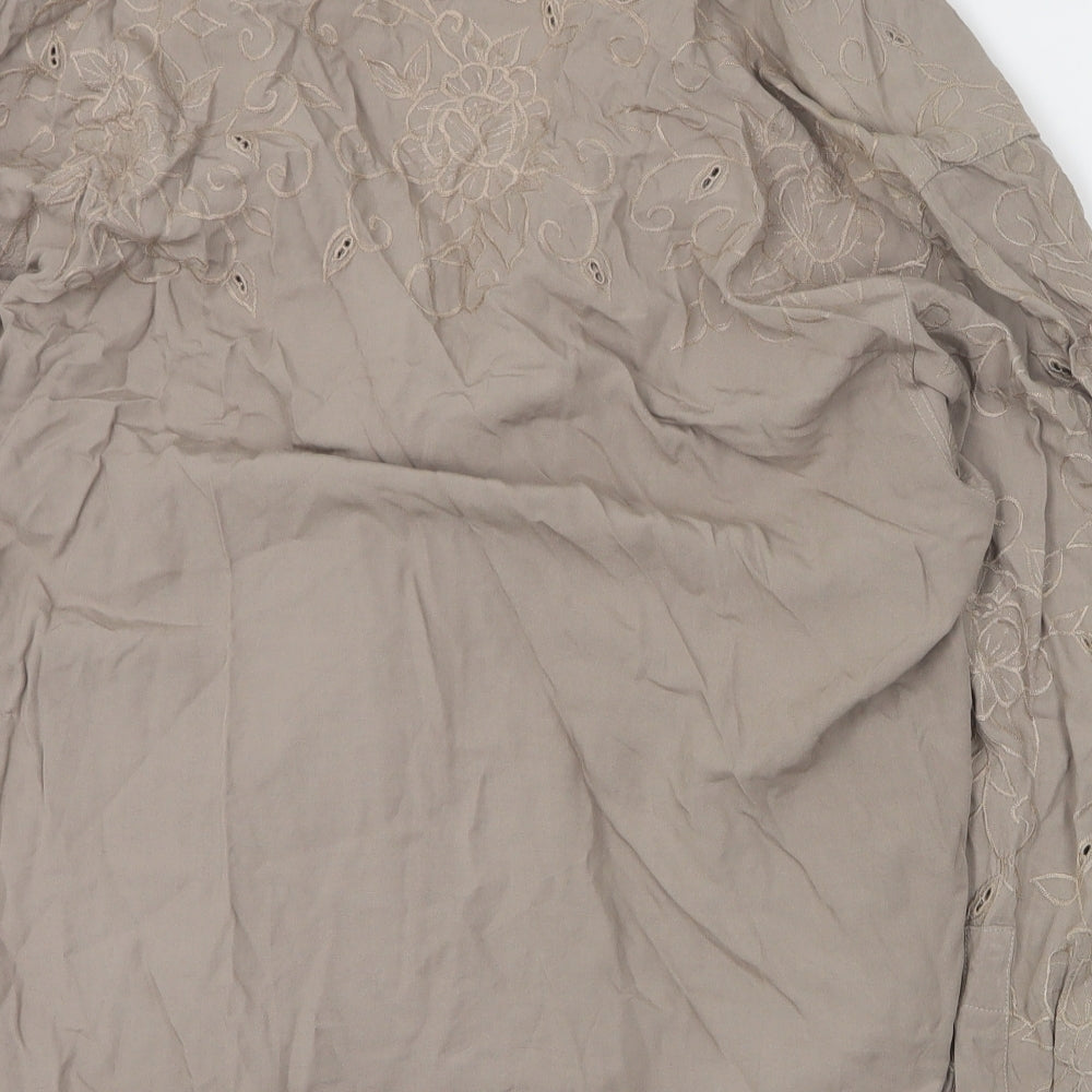 Together Womens Brown  Viscose Basic Blouse Size 12 V-Neck