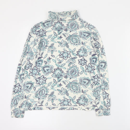 Karen Scott Womens Blue Floral Cotton Pullover Sweatshirt Size S  Pullover