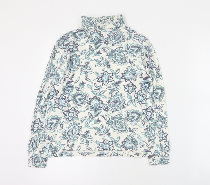 Karen Scott Womens Blue Floral Cotton Pullover Sweatshirt Size S Pullover