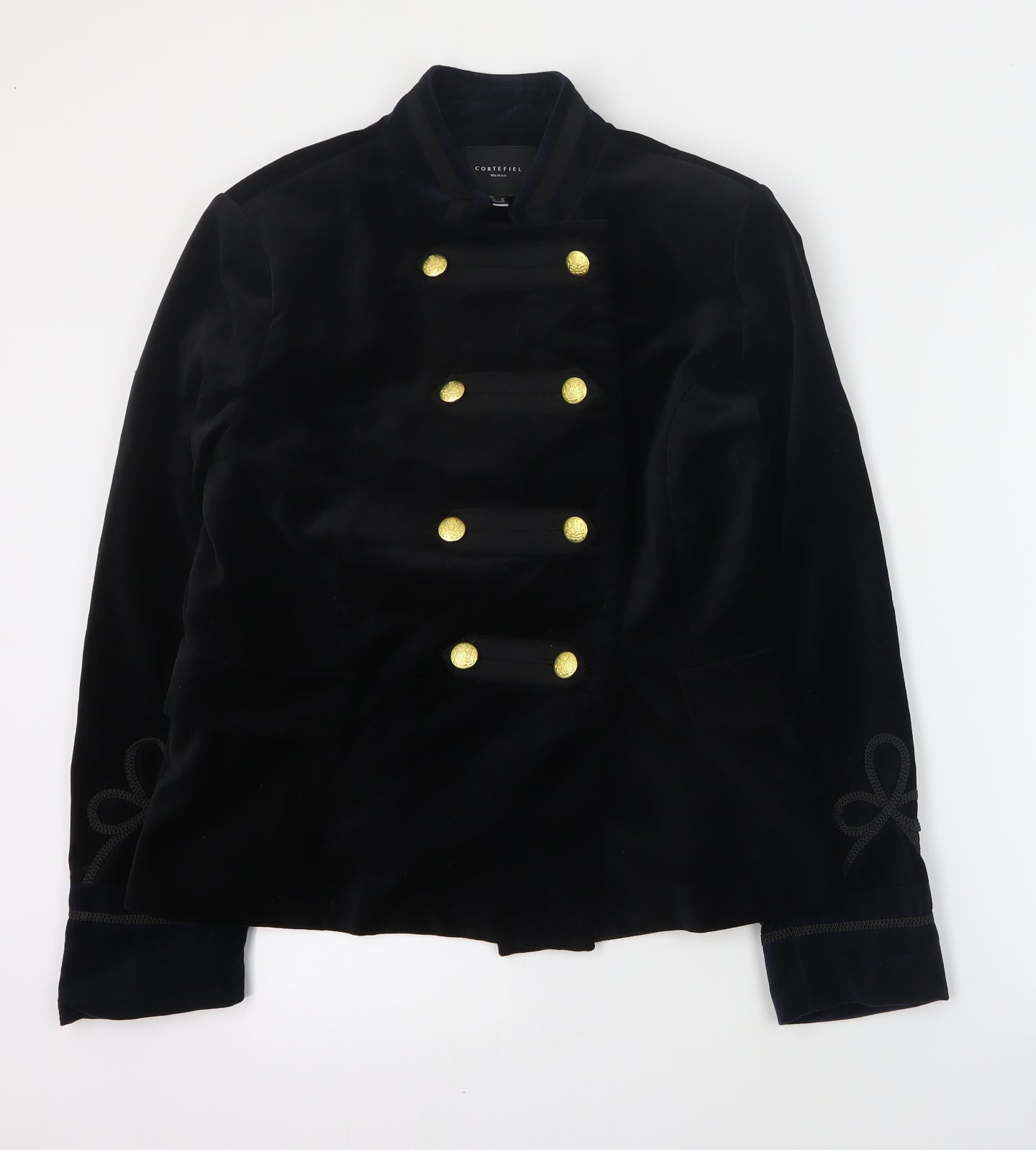 Cortefiel Womens Blue   Military Jacket Coat Size 10  Button