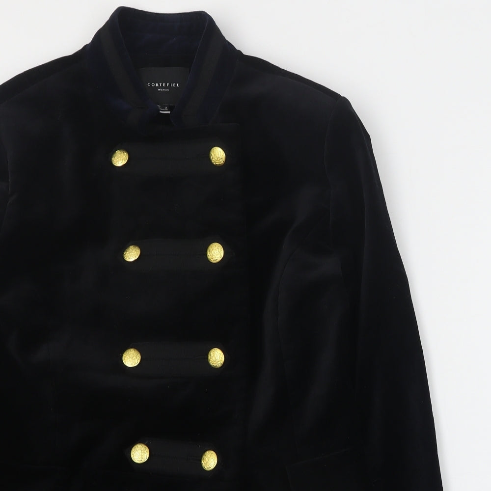 Cortefiel Womens Blue   Military Jacket Coat Size 10  Button