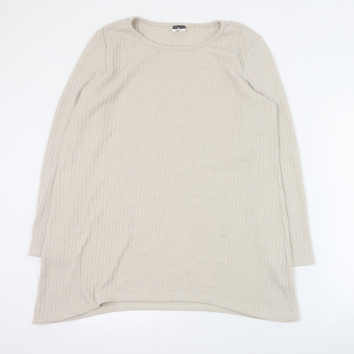 Beloved Womens Beige Round Neck  Polyester Pullover Jumper Size 2XL