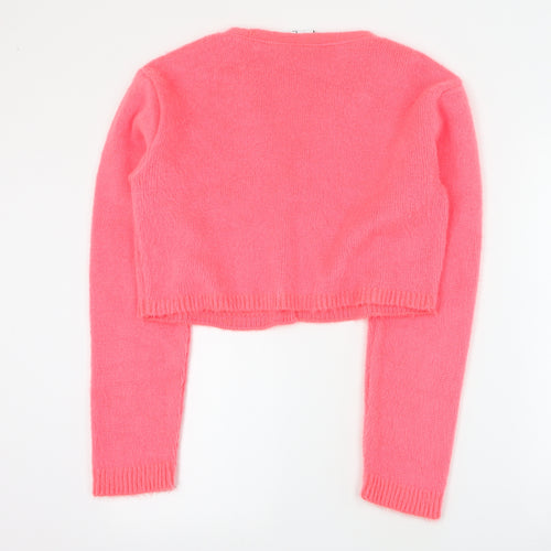 COLLUSION Womens Pink V-Neck  Acrylic Cardigan Jumper Size 16