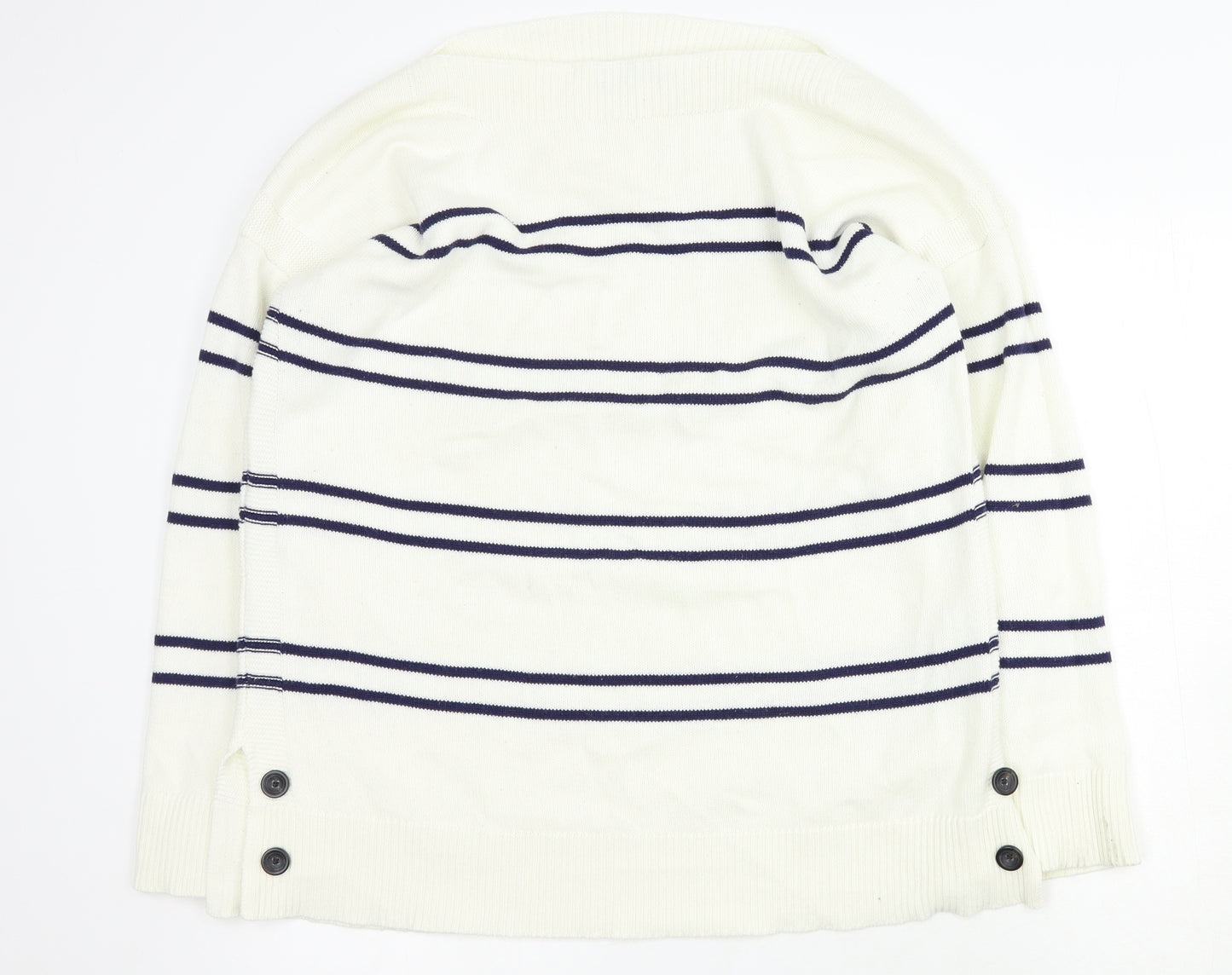 Very Womens Ivory Boat Neck Striped Cotton Pullover Jumper Size L