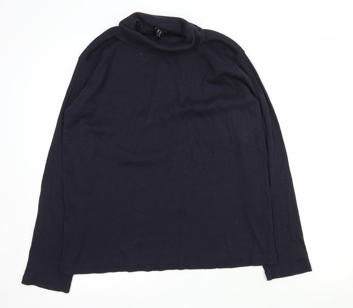 New Look Womens Blue Roll Neck  Cotton Pullover Jumper Size 18